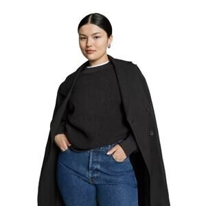 Everlane The ReNew Fleece Oversized Cozy Crew Neck Top in Black XS NWT